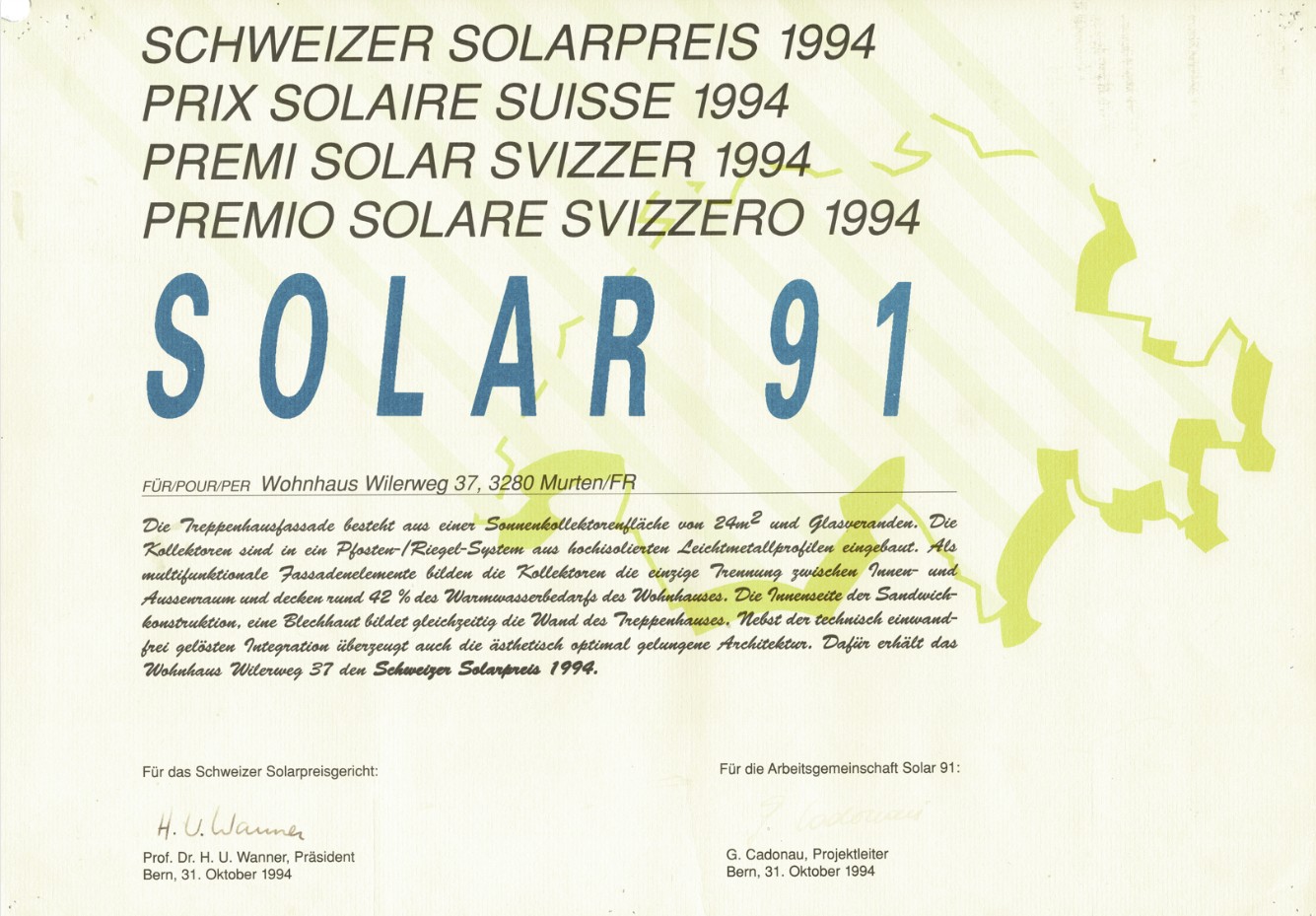 Schweizer Solarpreis 1994