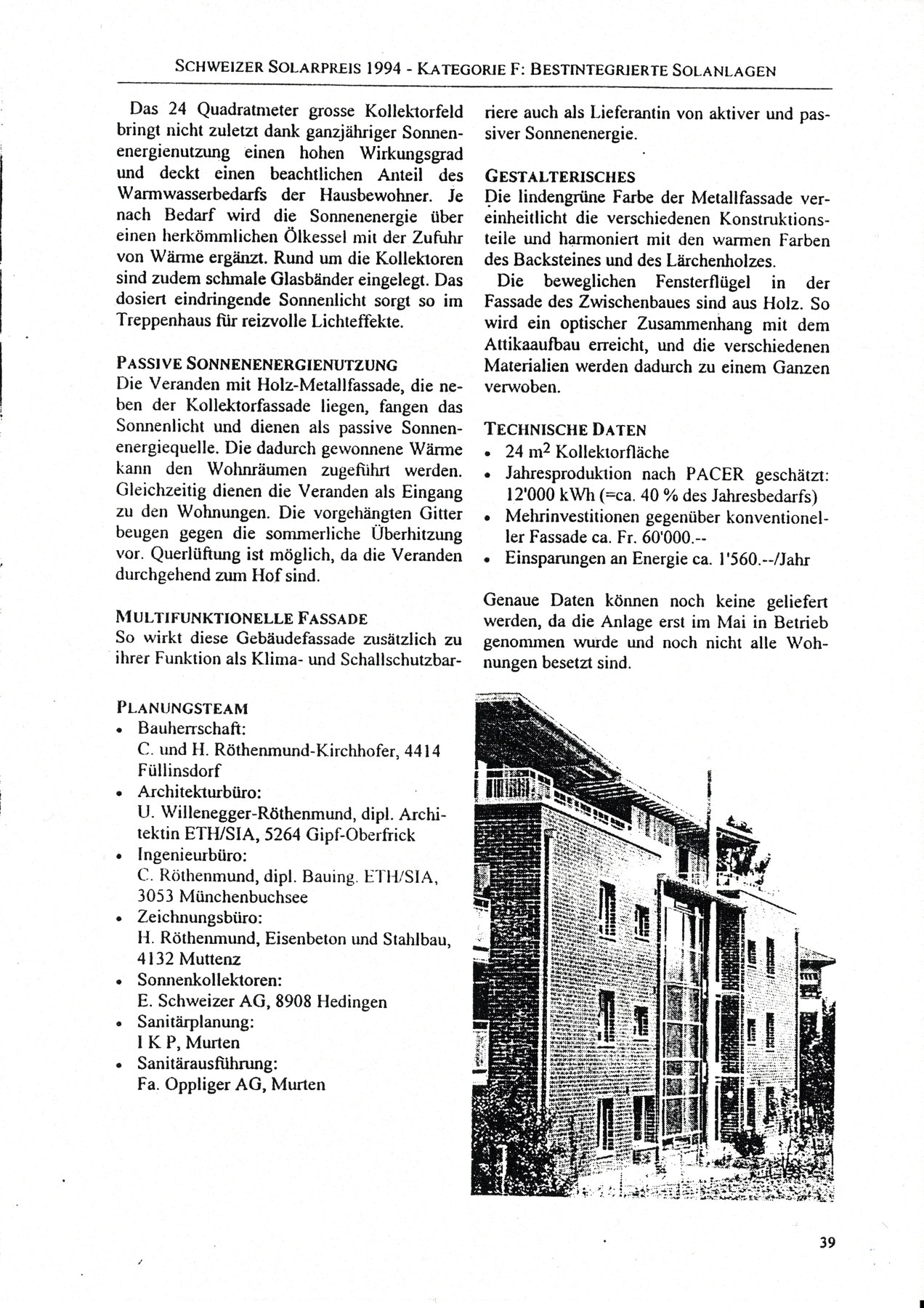 Schweizer Solarpreis 1994